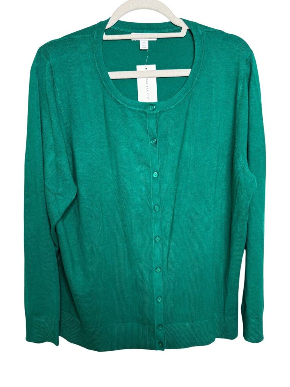 Charter Club XXL Emerald Green Button Front Cardigan Sweater